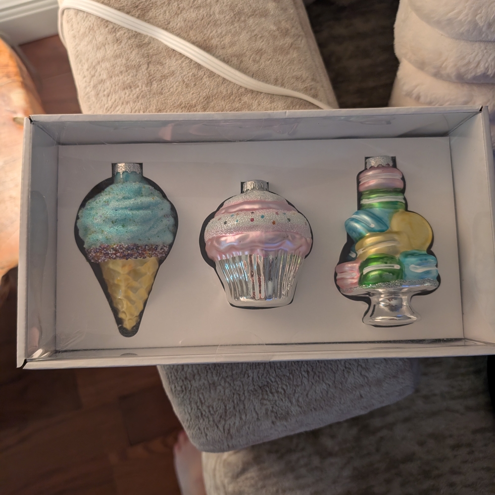Festive Ice Cream and Cupcake Ornament Set